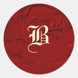Gebeeldhouwde look Red Rose Monogram Ronde Sticker