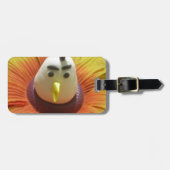 Gebeeldhouwde Vogel in Zonnebloem Art Print Bagagelabel (Voorkant horizontaal)