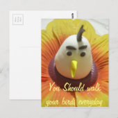 Gebeeldhouwde Vogel in Zonnebloem Art Print Briefkaart (Voorkant / Achterkant)