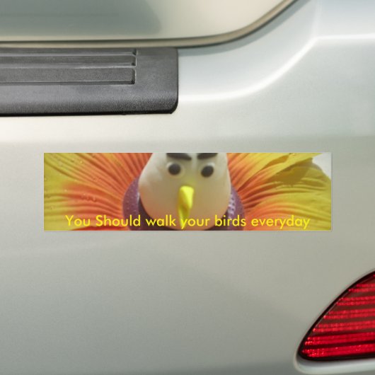 Gebeeldhouwde Vogel in Zonnebloem Art Print Bumpersticker (Op auto)