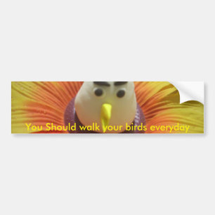 Gebeeldhouwde Vogel in Zonnebloem Art Print Bumpersticker