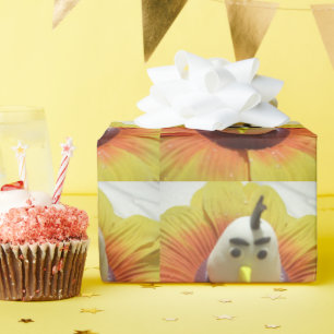 Gebeeldhouwde Vogel in Zonnebloem Art Print Cadeaupapier