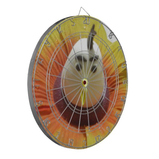 Gebeeldhouwde Vogel in Zonnebloem Art Print Dartbord (Voorkant Links)