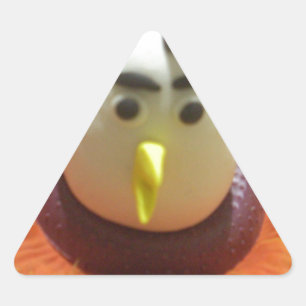 Gebeeldhouwde Vogel in Zonnebloem Art Print Driehoek Sticker