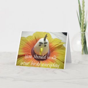 Gebeeldhouwde Vogel in Zonnebloem Art Print Kaart