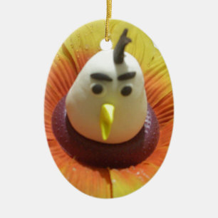 Gebeeldhouwde Vogel in Zonnebloem Art Print Keramisch Ornament