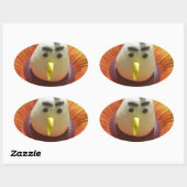 Gebeeldhouwde Vogel in Zonnebloem Art Print Ovale Sticker (Vel)