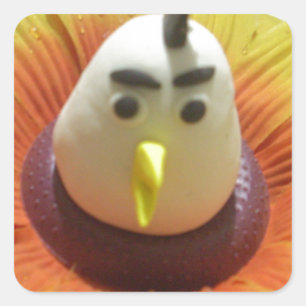 Gebeeldhouwde Vogel in Zonnebloem Art Print Vierkante Sticker