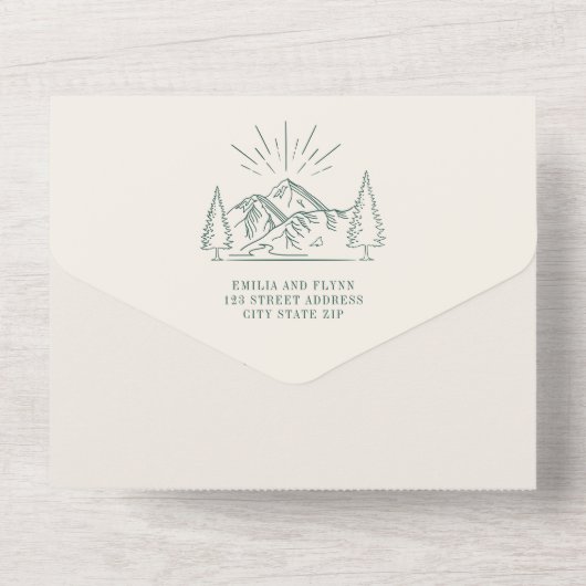 gebergte — Emerald QR RSVP All In One Uitnodiging (Achterkant)