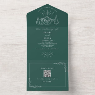 gebergte Rustic Emerald QR-code RSVP All In One Uitnodiging
