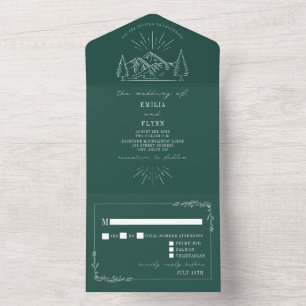  gebergte Rustic Emerald RSVP All In One Uitnodiging