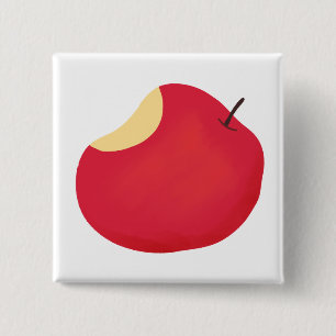 Gebeten Rode Appel Gezond Fruit Vierkante Button 5,1 Cm