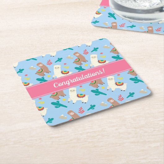 gebeurtenis Alpaca/Llama Vierkante Kartonnen Onderzetter (Schuin)