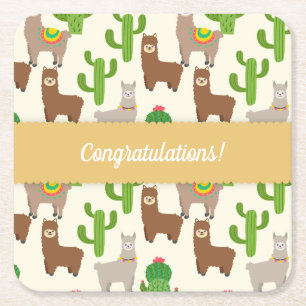 gebeurtenis Alpaca/Llama Vierkante Kartonnen Onderzetter