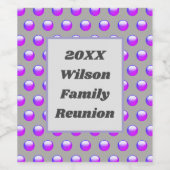 Gebeurtenis familiereunion Paarse Polka Dot Keepom Wijn Etiket (Enkel label)