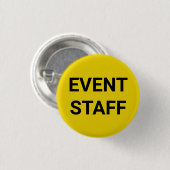 Gebeurtenispersoneel, zwart-geel, aangepaste tekst ronde button 3,2 cm (Voorkant /achterkant)