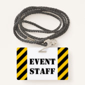 "GEBEURTENISPERSONEEL" + zwarte & gele Stripes-bad Badge (Achterkant met draagriem)