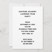 Gebeurtenisuitnodigingen van het Lacrosse-team Kaart (Achterkant)