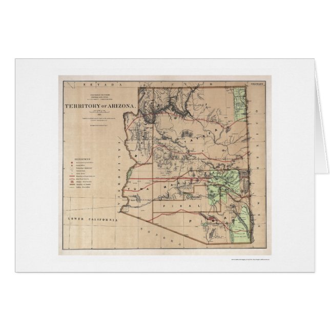 Gebied van Arizona kaart 1876 (Voorkant Horizontaal)