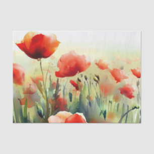 Gebied van Bloemen-Poppy (D) Waterverf Tissuepapier