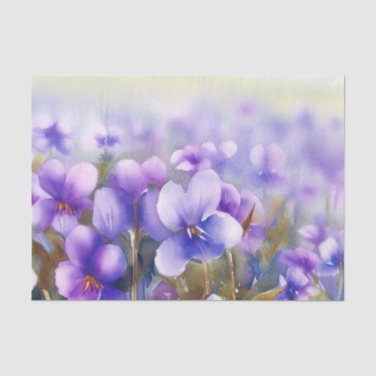Gebied van Bloemen-Violet (D) Waterverf Tissuepapier (Voorkant)