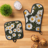 Gebied van Daisies Pothouder & Oven Mitt Ovenwant & Pannenlap Set (Top down)