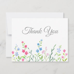 Gebied van gemengde Waterverf wilde bloemen Bedankkaart