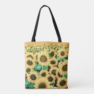 Gebied van Gouden Gele Zonnebloemen Draagtas