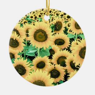 Gebied van Gouden Gele Zonnebloemen Keramisch Ornament