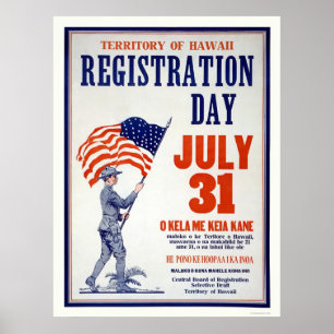 Gebied van Hawaii Registratiedag 31 juli Poster