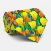 Gebied van Oranje en gele Tulpen Stropdas (Opgerold)