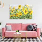 Gebied van reusachtige heldere gele zonnebloemen canvas afdruk (Insitu (Woonkamer))