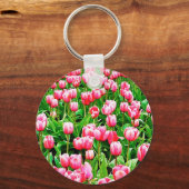 Gebied van roze Tulpen Sleutelhanger (Voorkant)