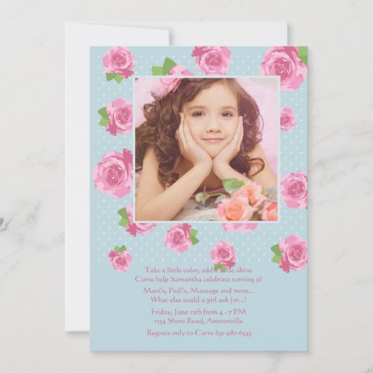 Gebied van Rozen Fotouitnodiging Kaart (Voorkant)