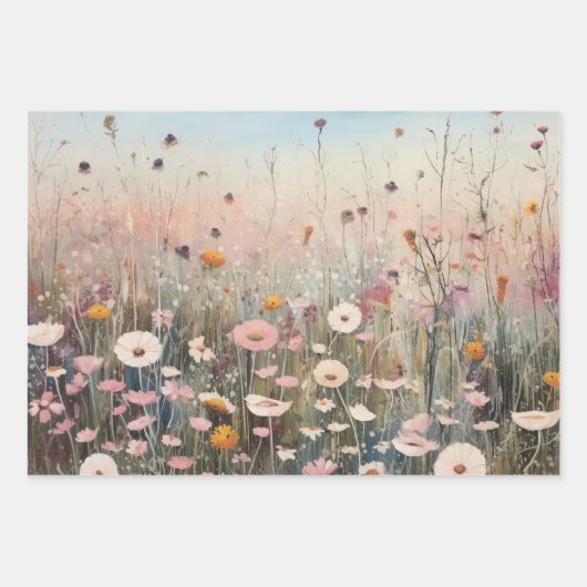 Gebied van Wildbloemen Verpakkingsdocument Vlakke Inpakpapier Vel (Voorkant 3)