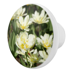 Gebied van witte tulpen Foto Keramische Knop