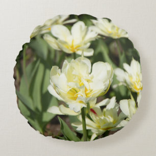 Gebied van witte tulpen Foto Rond Kussen