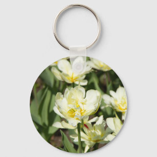 Gebied van witte tulpen Foto Sleutelhanger