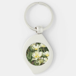 Gebied van witte tulpen Foto Sleutelhanger