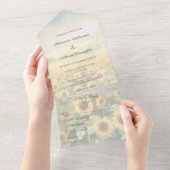 Gebied van Zonnebloemen Alles in één bruiloft uitn All In One Uitnodiging (Afscheurbaar)