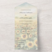 Gebied van Zonnebloemen Alles in één bruiloft uitn All In One Uitnodiging (Binnen)