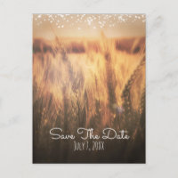 Gebied Wheat Rustic country Wedding Save Date