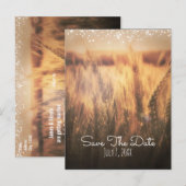 Gebied Wheat Rustic country Wedding Save Date Aankondigingskaart (Voorkant / Achterkant)