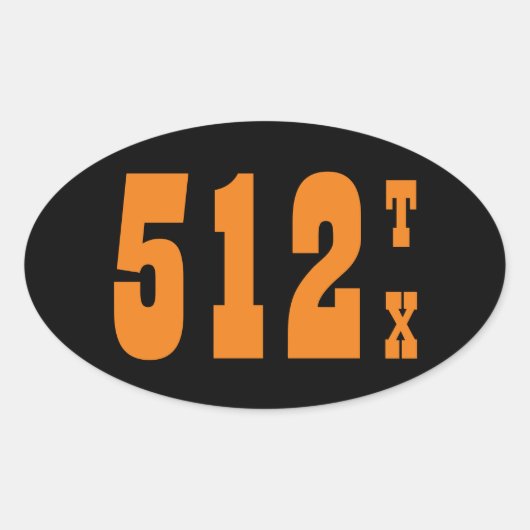 Gebiedscode 512 (Austin, TX) Ovale Sticker (Voorkant)
