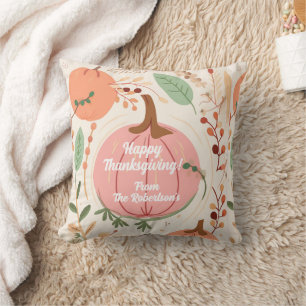 gebladerte & roze pompoenen Thanksgiving Party Kussen