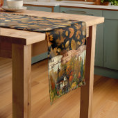 gebladerte Waterverf herfst huisje bomen Korte Tafelloper