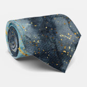 Geblauwde tinten gemarmerd stropdas (Opgerold)