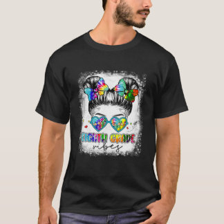 Gebleekte Achtste Grade Vibes Messy Bun Tie Dye Ba T-shirt