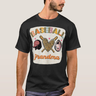 Gebleekte honkbal oma luipaard liefde oma mot t-shirt