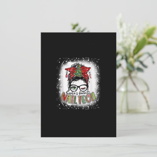 Gebleekte nageltechnicus van Kerstman met rommelig Kaart (Staand voorkant)